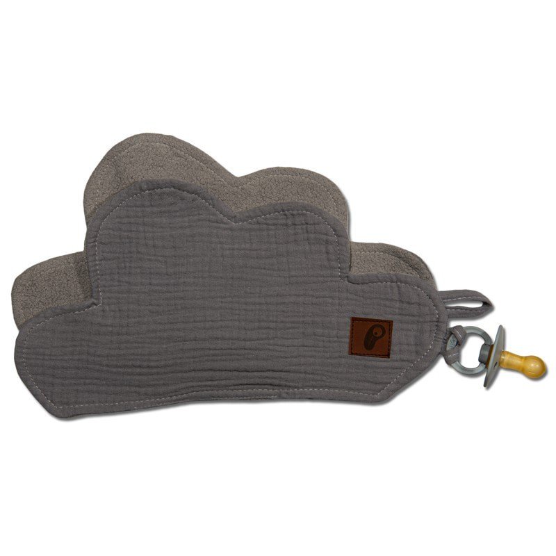 Hi Little One - Przytulanka muślinowa dou dou z zawieszką na smoczek cozy muslin pacifier clip Cloud Grey