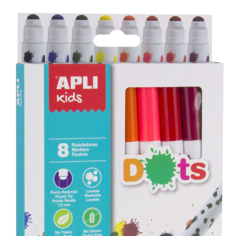 Kropkowe flamastry Apli Kids - 8 kolorów