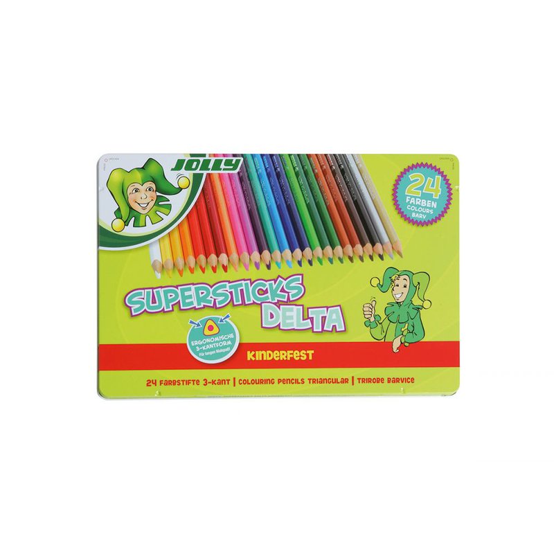 Jolly - Kredki trójkątne Delta 24 kolory w metalowym pudełku