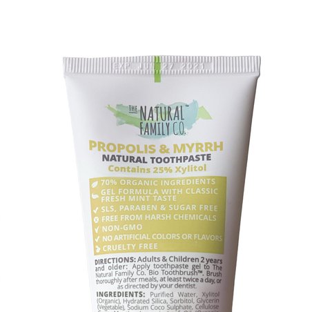 NATURAL FAMILY CO (NFCo) - The Natural Family Co, Naturalna pasta do zębów bez fluoru, Propolis i Myrrh, 110g