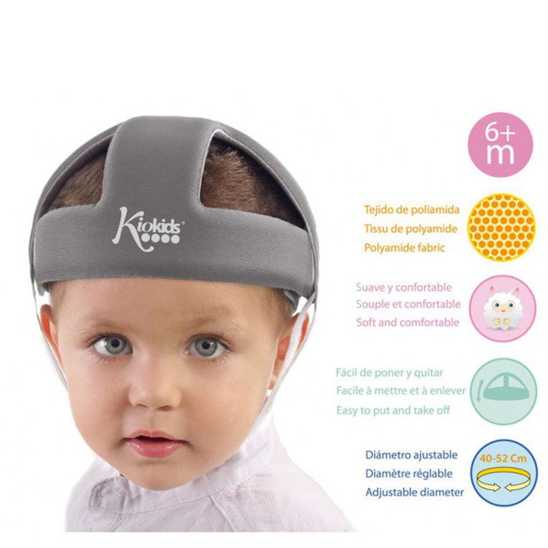 Kask ochronny do nauki chodzenia, szary, KioKids Kiokids