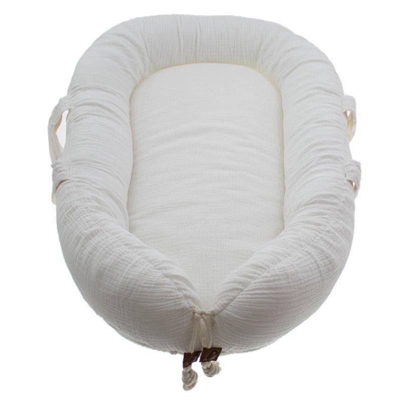 Hi Little One - Kokon gniazdko dla Noworodka z oddychającego muślinu NEWBORN NEST WHITE