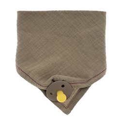 Hi Little One - Śliniak muślinowy bandana z zawieszką na smoczek muslin bandana bibs with pacifire holder Dark Oak Light