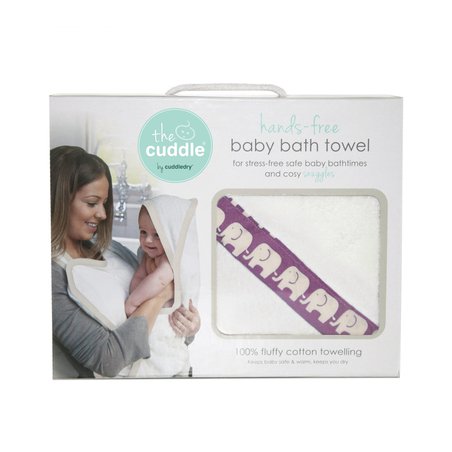 CUDDLEDRY - The Cuddle, Bawełniany ręcznik fartuch, biały/różowe słoniki CUDDLEDRY - The Cuddle, Bawełniany ręcznik fartuch, biały/różowe słoniki