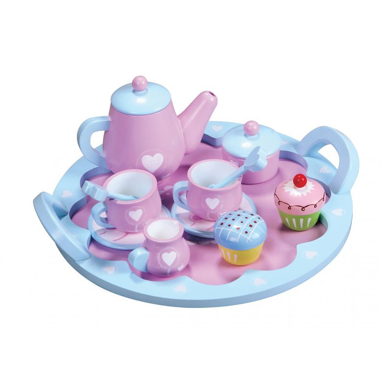 Lelin - Drewniany zestaw herbaciany z serduszkiem