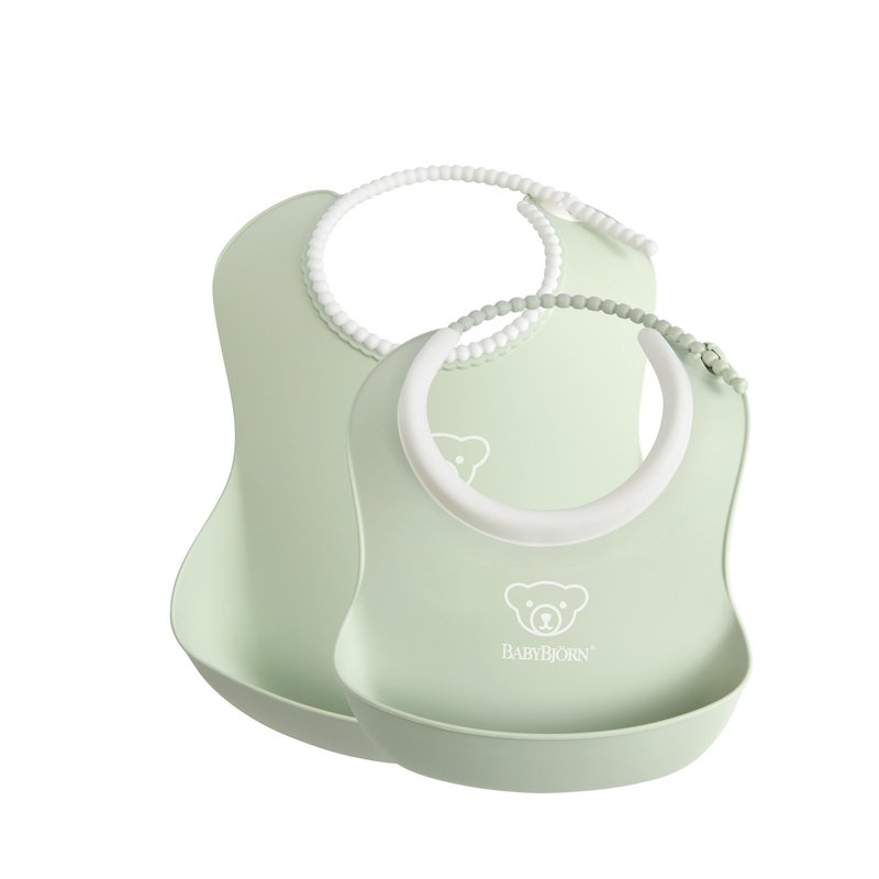 BABYBJORN - zestaw śliniaków mały/duży - Powder Green