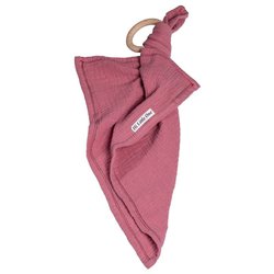 Hi Little One - Przytulanka dou dou z gryzakiem cozy muslin with wood teether Baby Pink Dark