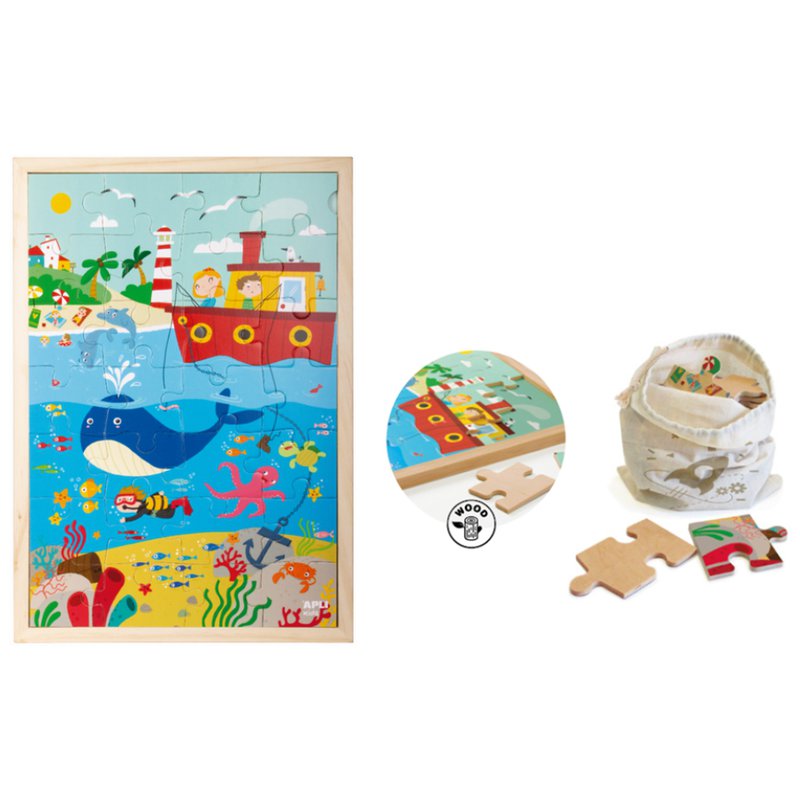 Drewniane puzzle w ramce Apli Kids - Ocean 4+
