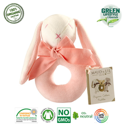 Maud N Lil Rose the Bunny Ring Rattle Grzechotka Organiczna Miękka