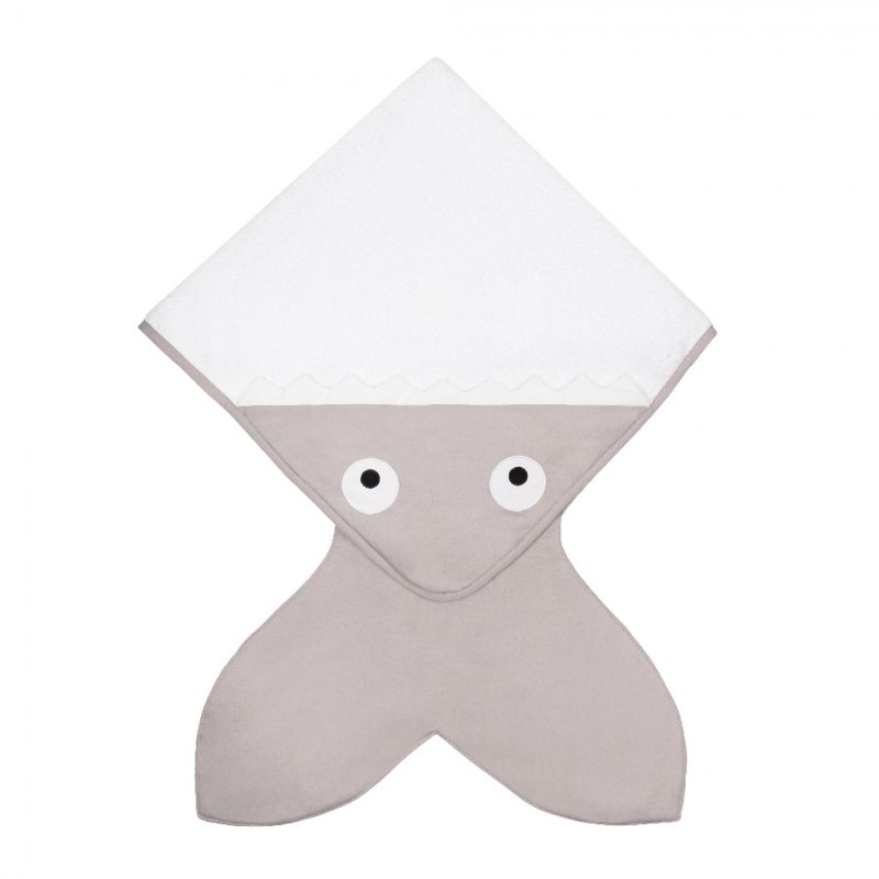 Baby Bites Ręcznik z kapturkiem Rekinek 75 x 75 cm szary BABY BITES