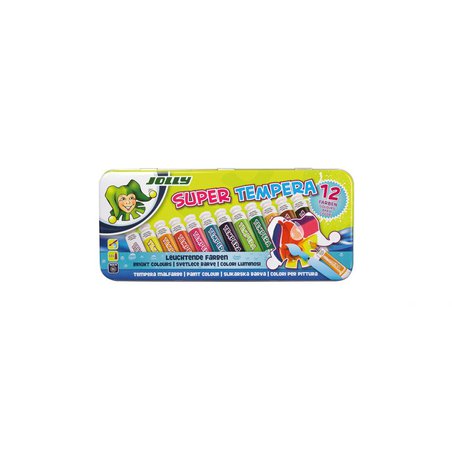Jolly - Farba tempera 12 kolorów w metalowym pudełku