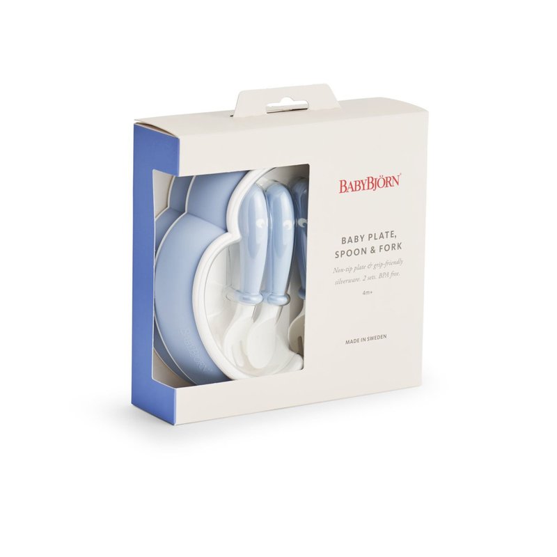 BABYBJORN - talerzyki ze sztućcami - Powder Blue