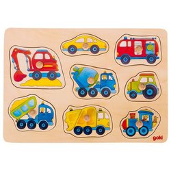 Goki® - Goki - Układanka akwarelowa z uchwytami pojazdy