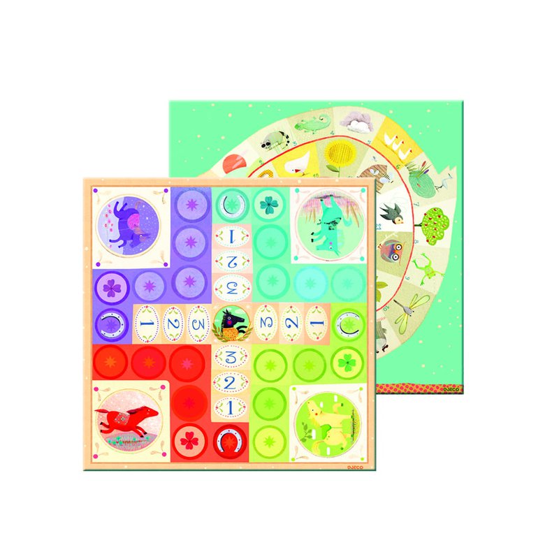 Djeco - Gra planszowa dwustronna GĘSI, KONIKI DJ05226