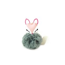 AdamToys - Brelok z pomponem szary lisek