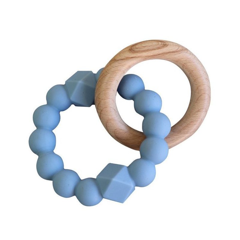 Jellystone Designs - Gryzak dla dziecka, drewno i silikon, niebieski, Jellystone Design