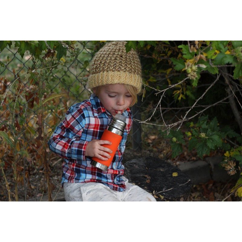 Termobutelka ze słomką i szarą osłonką 260 ml, Pura Kiki