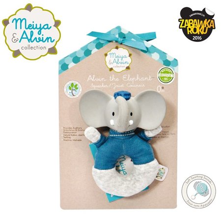 Meiya and Alvin - Meiya & Alvin - Alvin Elephant Soft Rattle with Organic Teether Head