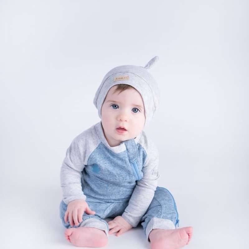 Juddlies Organic Raglan Pajacyk Blue NB