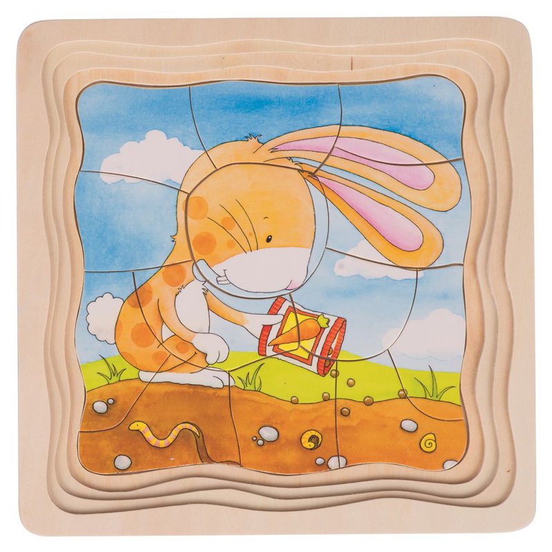 Goki® - Goki - Puzzle warstwowe Królik i marchewki