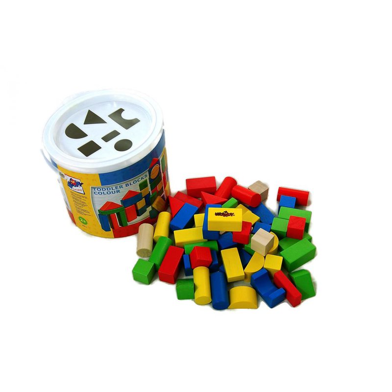Woody - Klocki drewniane 50szt. Wiaderko Sorter
