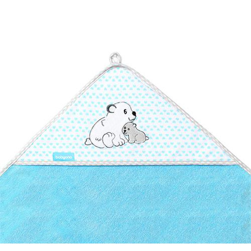 Babyono - 346/02 Okrycie kąpielowe bambusowe - ręcznik z kapturkiem NATURAL BAMBOO 100X100cm niebieskie
