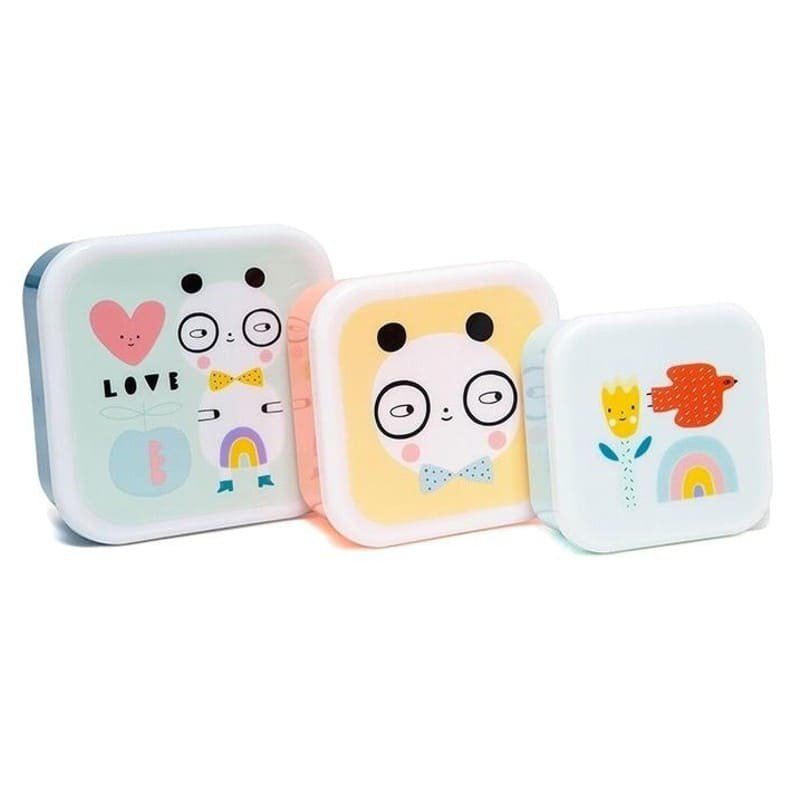 Petit Monkey - Zestaw 3 śniadaniówek lunchbox Panda love