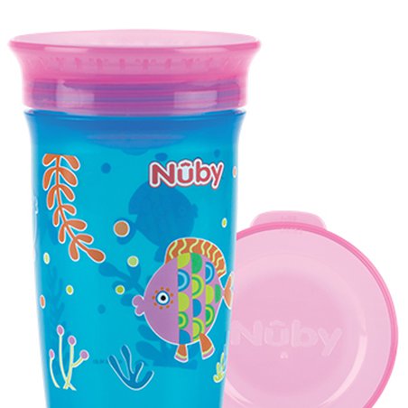 Nuby Kubek 360° dekorowany 300 ml z nakładką ochronną ID10411