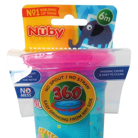Nuby Kubek 360° dekorowany 300 ml z nakładką ochronną ID10411