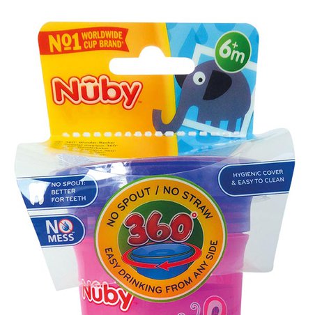 Nuby Kubek 360° dekorowany 300 ml z nakładką ochronną ID10411