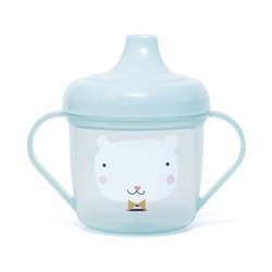 Petit Monkey - transparentny kubek treningowy z ustnikiem Miś i Krople