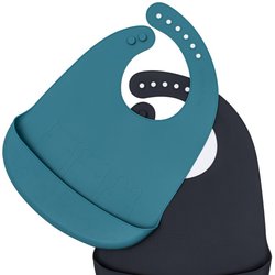 Zestaw śliniaków silikonowych z kieszonką We Might Be Tiny - Blue Dusk + Charcoal