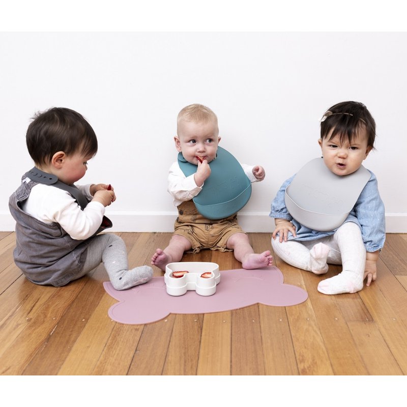 Zestaw śliniaków silikonowych z kieszonką We Might Be Tiny - Blue Dusk + Charcoal