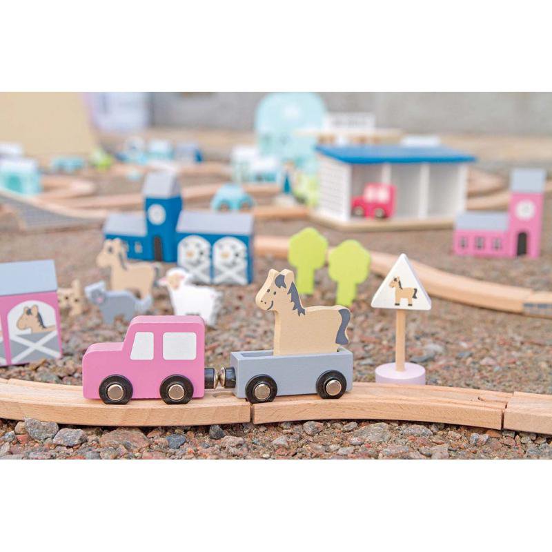 Drewniany tor samochodowy, różowy Jabadabado JaBaDaBaDo