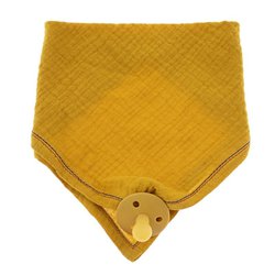 Hi Little One - Śliniak muślinowy bandana z zawieszką na smoczek muslin bandana bibs with pacifire holder Mustard