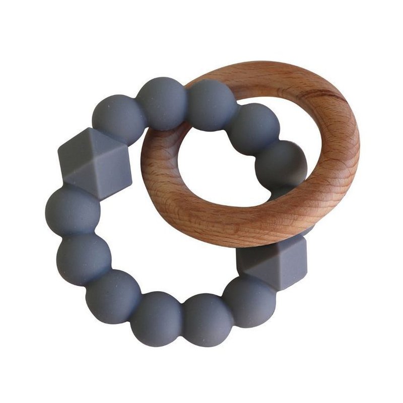 Jellystone Designs - Gryzak dla dziecka, drewno i silikon, szary, Jellystone Design