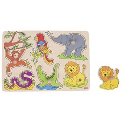 Goki® - Dźwiękowa układanka z uchwytami - dzikie zwierzęta, Goki