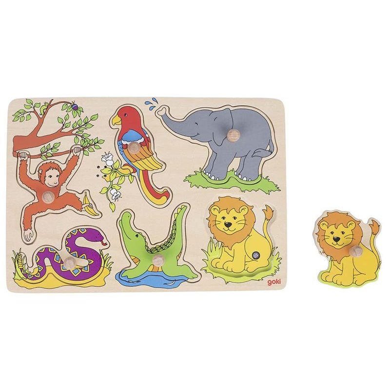 Goki® - Dźwiękowa układanka z uchwytami - dzikie zwierzęta, Goki