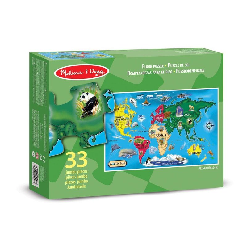 Melissa&Doug® - Puzzle podłogowe Mapa Świata 33szt.