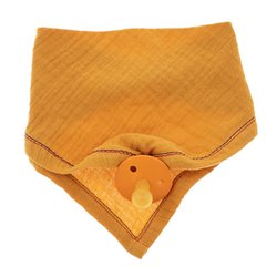 Hi Little One - Śliniak muślinowy bandana z zawieszką na smoczek muslin bandana bibs with pacifire holder Apricot