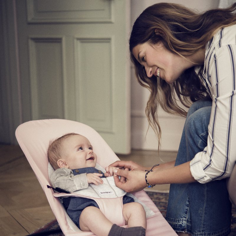 BABYBJORN - leżaczek BALANCE SOFT COTTON/JERSEY - Różowy/Szary