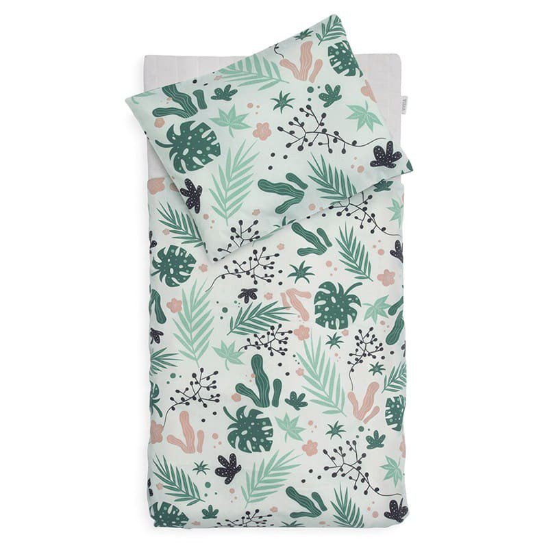 Jollein - Baby & Kids - Jollein - Poszewki na kołderkę 100 x 140 cm i poduszeczkę 40 x 60 cm Leaves