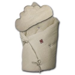 Hi Little One - Kołderka z podusią i Rożek z oddychającej bawełny organicznej GOTS QUILT BABY HORN BEIGE