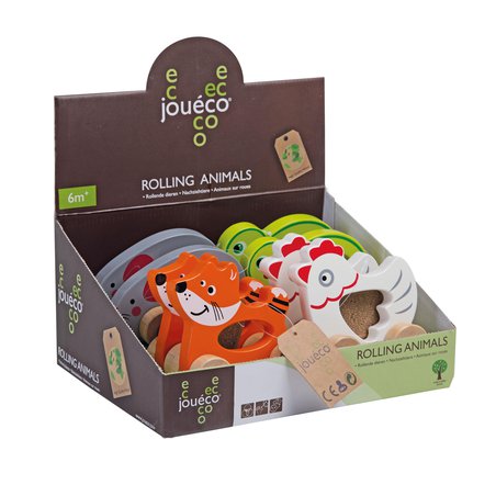 Joueco - Drewniane zwierzątka na kółkach