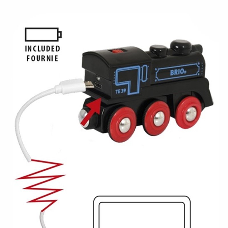 BRIO World Czarna Lokomotywa z Mini USB