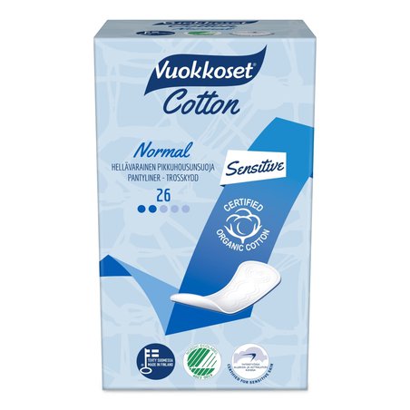 Vuokkoset, COTTON, Wkładki Higieniczne Normal Sensitive, 390 szt. KARTON (15 opakowań) VUOKKOSET