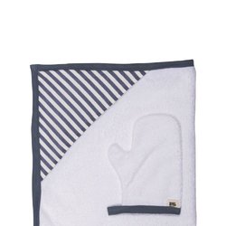 Baby Bites Ręcznik z kapturkiem 85 x 85 cm + myjka Sailor Blue BABY BITES