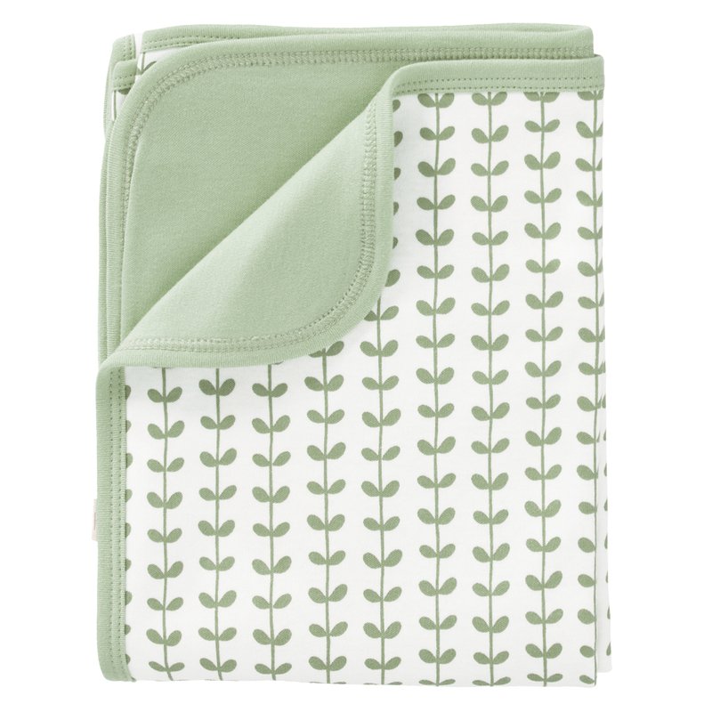 Fresk Kocyk z bawełny organicznej 80 x 100 cm Leaves mint FRESK