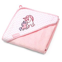 Babyono - 346/01 Okrycie kąpielowe bambusowe - ręcznik z kapturkiem NATURAL BAMBOO 100X100cm różowe