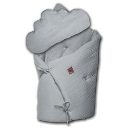 Hi Little One - Kołderka z podusią i Rożek z oddychającej bawełny organicznej GOTS QUILT BABY HORN GREY